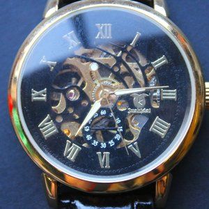 Jushidal Men's Gold/Black Skelton Watch